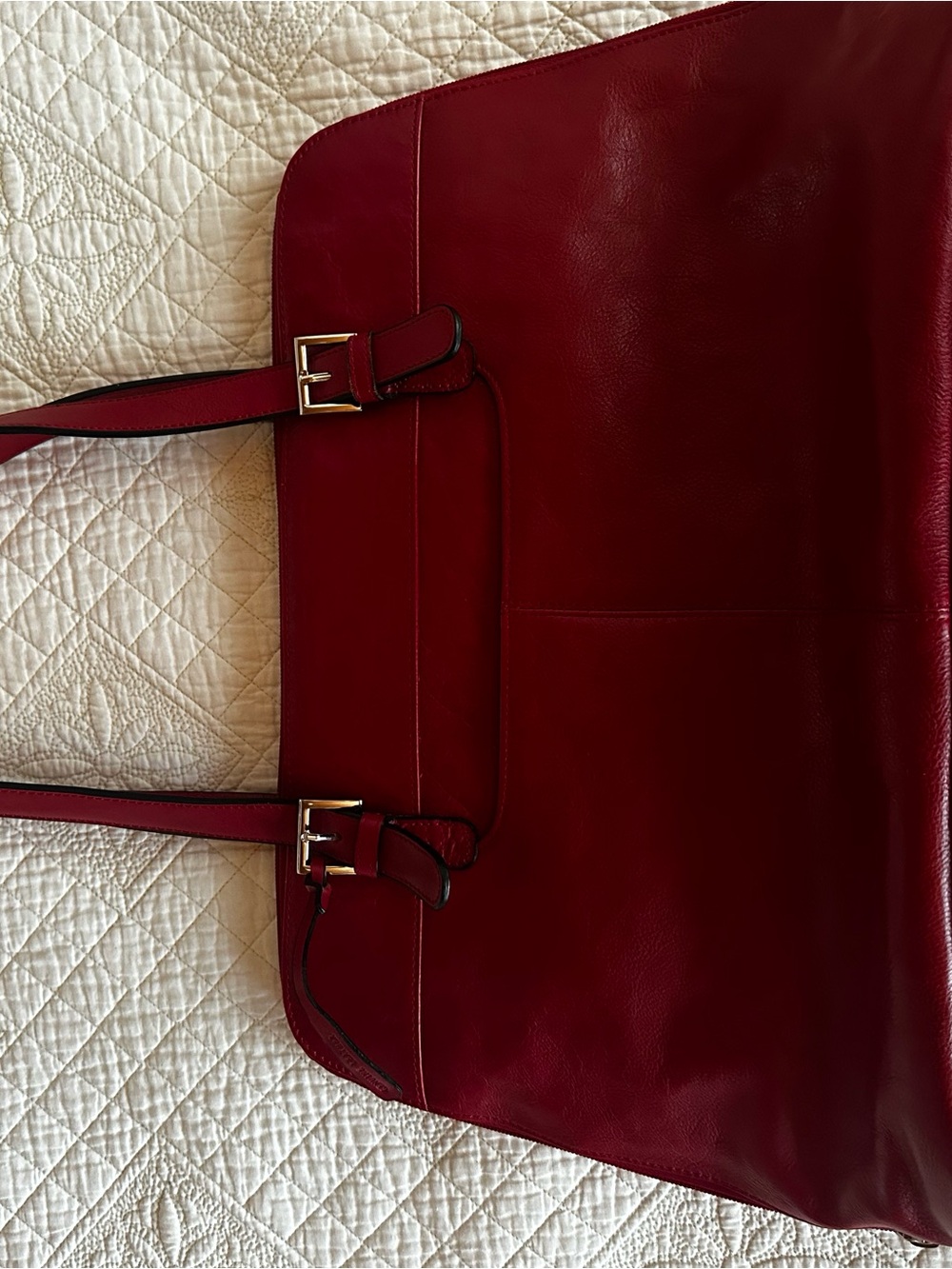 Danier Red Leather Laptop Bag - Classic Working Women's Bag - Picture 9 of 9